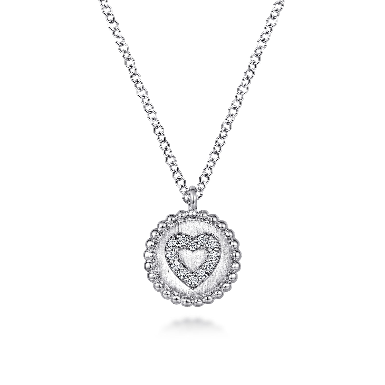 925 Sterling Silver Diamond Heart Pendant Necklace-Bujukan