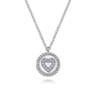 925 Sterling Silver Diamond Heart Pendant Necklace-Bujukan - 0.06 ct