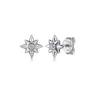 925 Sterling Silver Diamond Star Stud Earrings - 0.04 ct