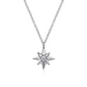 925 Sterling Silver Diamond Starburst Pendant Necklace - 0.03 ct