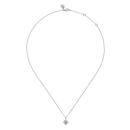 925 Sterling Silver Diamond Starburst Pendant Necklace