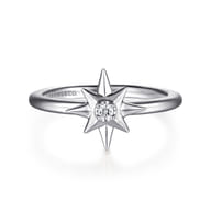 925 Sterling Silver Diamond Starburst Ring
