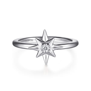 925 Sterling Silver Diamond Starburst Ring