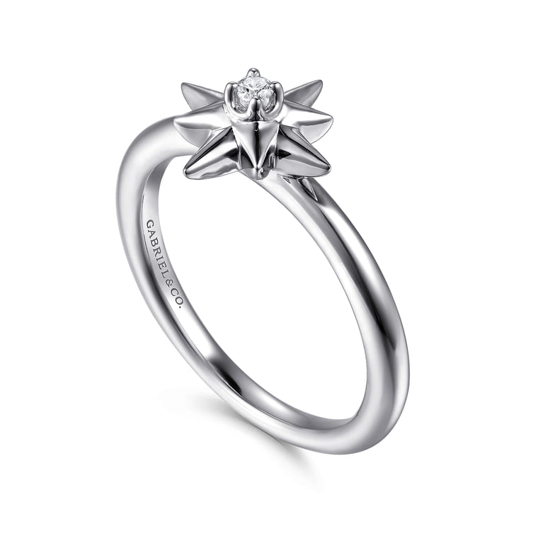 925 Sterling Silver Diamond Starburst Ring - 0.03 ct - Shot 3