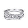 925 Sterling Silver Diamond Station Criss Cross Ring - 0.05 ct