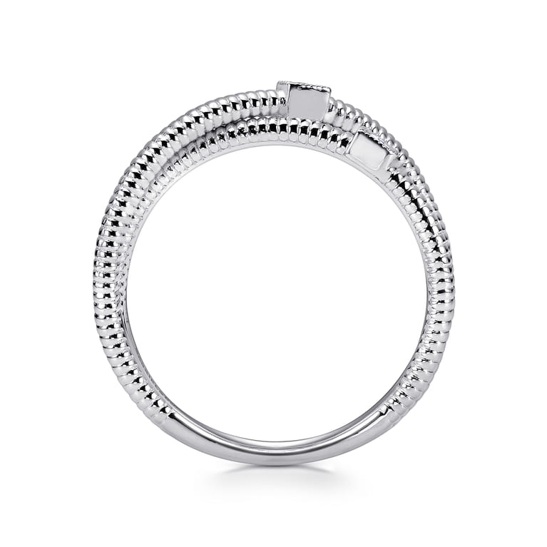 925 Sterling Silver Diamond Station Criss Cross Ring - 0.05 ct - Shot 2
