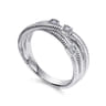 925 Sterling Silver Diamond Station Criss Cross Ring - 0.05 ct