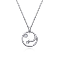 925 Sterling Silver Diamond Swirl Pendant Necklace