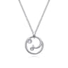 925 Sterling Silver Diamond Swirl Pendant Necklace - 0.04 ct