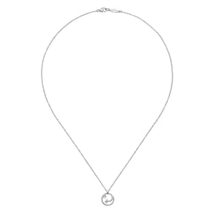 925 Sterling Silver Diamond Swirl Pendant Necklace