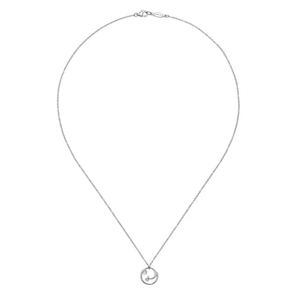 925 Sterling Silver Diamond Swirl Pendant Necklace