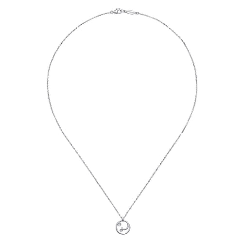 925 Sterling Silver Diamond Swirl Pendant Necklace - 0.04 ct - Shot 2