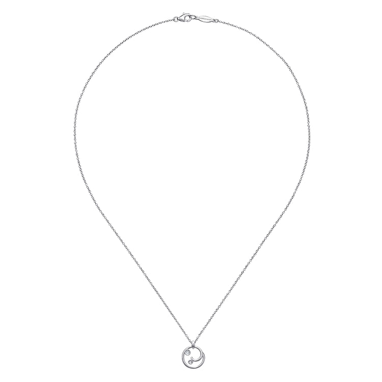925 Sterling Silver Diamond Swirl Pendant Necklace