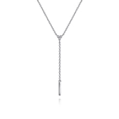 925 Sterling Silver Diamond Y Necklace