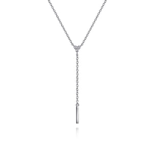 925 Sterling Silver Diamond Y Necklace