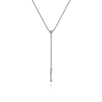 925 Sterling Silver Diamond Y Necklace