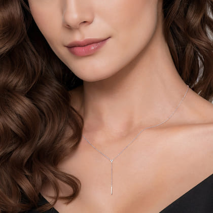 925 Sterling Silver Diamond Y Necklace