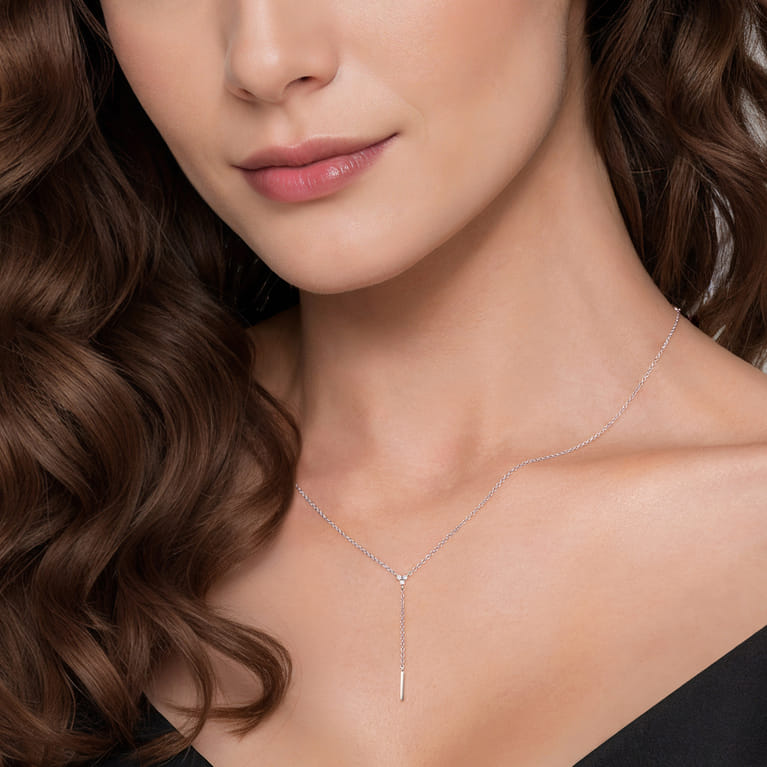 925 Sterling Silver Diamond Y Necklace - 0.03 ct - Shot 3