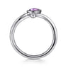 925 Sterling Silver Diamond and Amethyst Teardrop Bypass Ring - 0.01 ct
