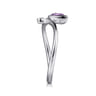 925 Sterling Silver Diamond and Amethyst Teardrop Bypass Ring - 0.01 ct