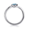 925 Sterling Silver Diamond and Blue Topaz Teardrop Bypass Ring - 0.01 ct
