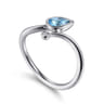 925 Sterling Silver Diamond and Blue Topaz Teardrop Bypass Ring - 0.01 ct