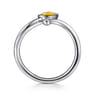 925 Sterling Silver Diamond and Citrine Teardrop Bypass Ring - 0.01 ct