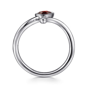 925 Sterling Silver Diamond and Garnet Teardrop Bypass Ring