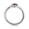 925 Sterling Silver Diamond and Garnet Teardrop Bypass Ring - 0.01 ct
