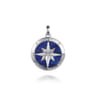 925 Sterling Silver Diamond and Lapis Compass Pendant - 0.06 ct