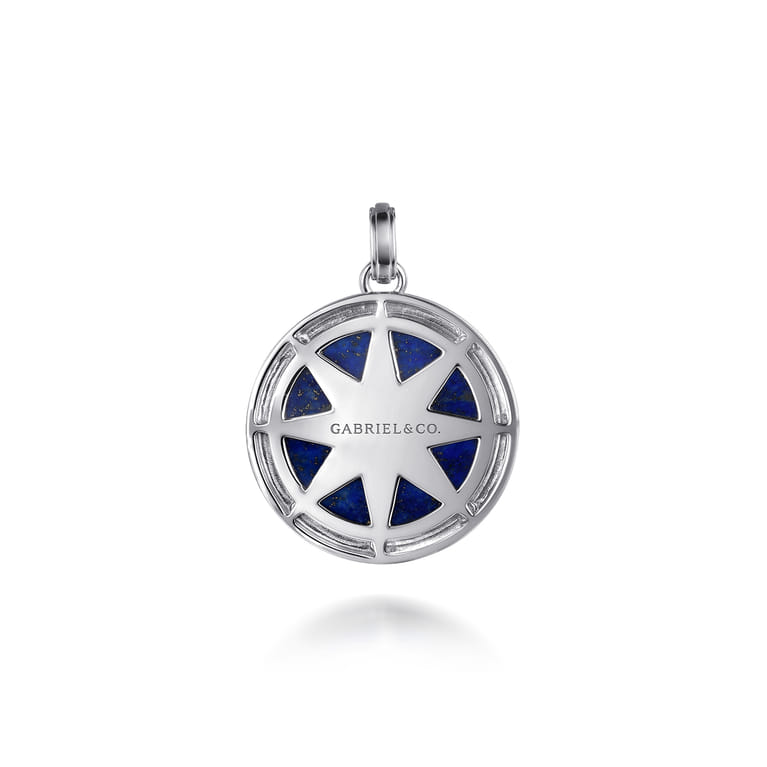 925 Sterling Silver Diamond and Lapis Compass Pendant - 0.06 ct - Shot 2