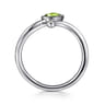 925 Sterling Silver Diamond and Peridot Teardrop Bypass Ring - 0.01 ct
