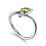 925 Sterling Silver Diamond and Peridot Teardrop Bypass Ring - 0.01 ct