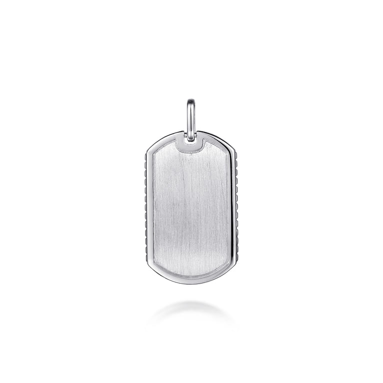 925 Sterling Silver Dog Tag Pendant With Grommet Side Detail - Shot 1