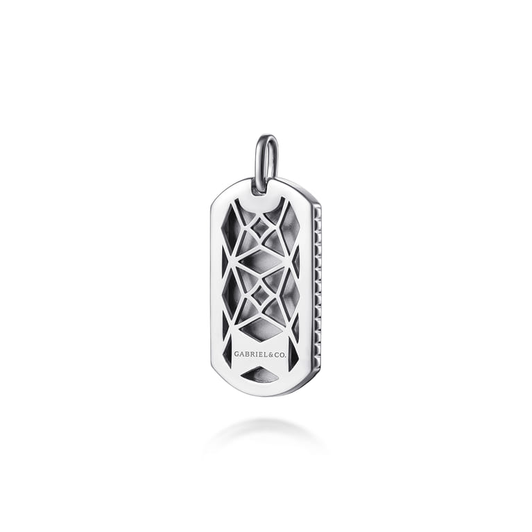 925 Sterling Silver Dog Tag Pendant With Grommet Side Detail - Shot 2