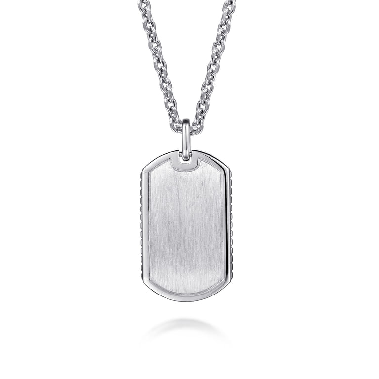 925 Sterling Silver Dog Tag Pendant With Grommet Side Detail - Shot 3