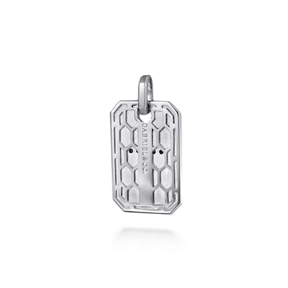 925 Sterling Silver Dog Tag Pendant with Black Spinel Cross