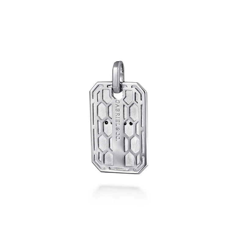 925 Sterling Silver Dog Tag Pendant with Black Spinel Cross - Shot 2