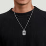 925 Sterling Silver Dog Tag Pendant with Black Spinel Cross