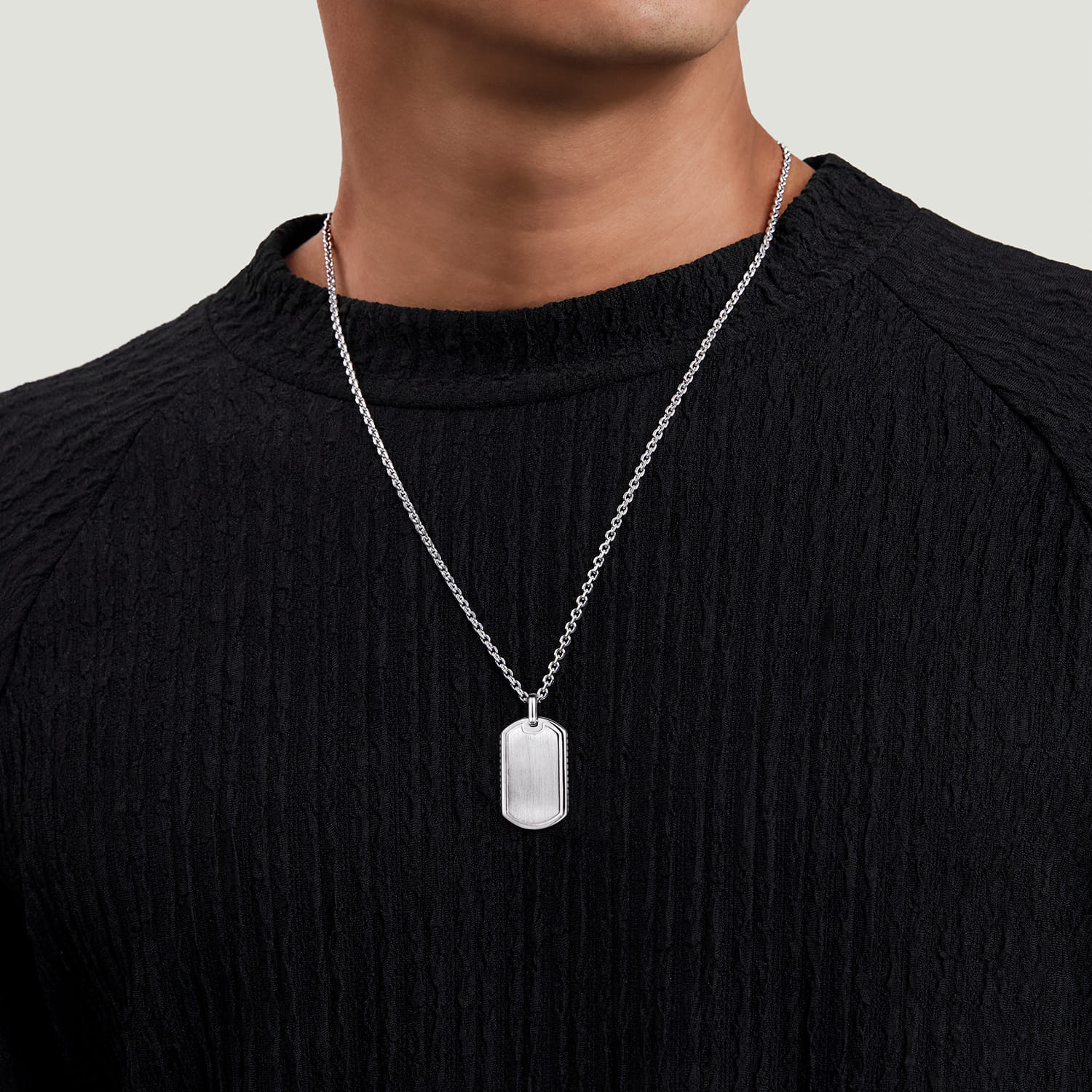 925 Sterling Silver Dog Tag Pendant with Grommet Side Detail