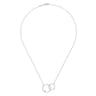 925 Sterling Silver Double Circle Diamond Pendant Necklace - 0.02 ct