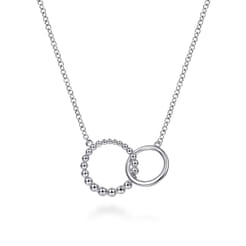 925 Sterling Silver Double Circle Necklace-Bujukan