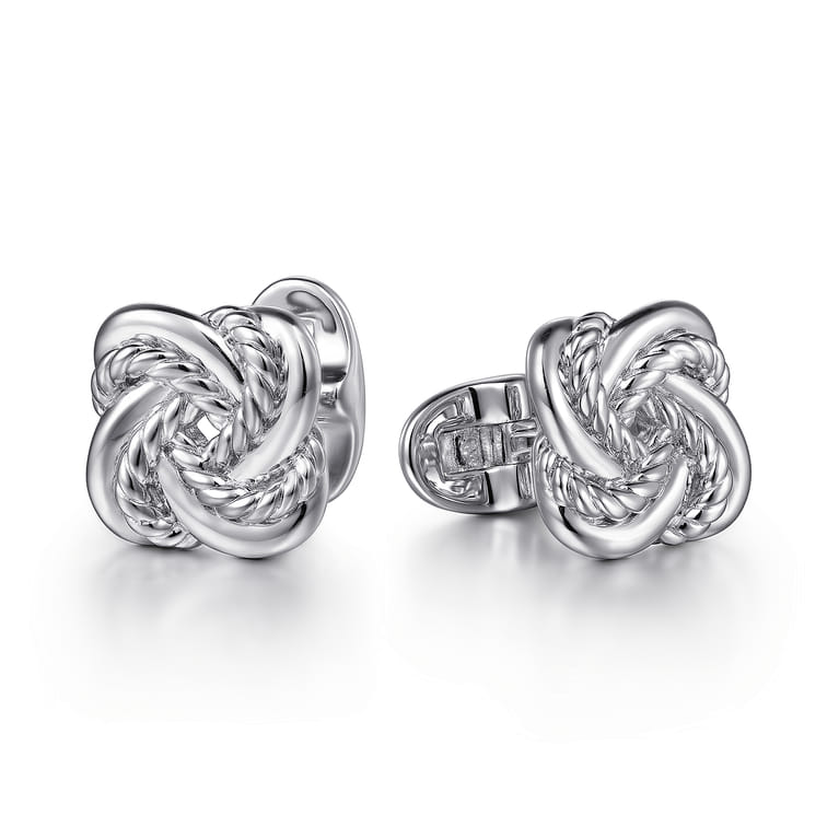 925 Sterling Silver Double Love Knot Cufflinks - Shot 1