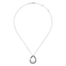 925 Sterling Silver Double Teardrop Black Spinel Pendant Necklace
