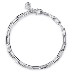 925 Sterling Silver Elongated Chain Bracelet