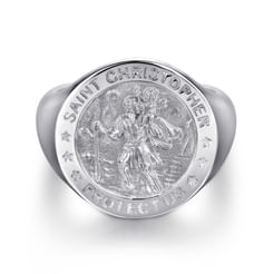 925 Sterling Silver Emboss Mens Signet Ring