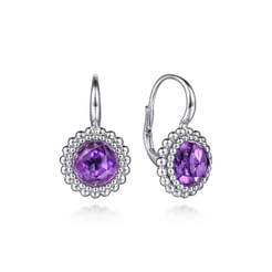 925 Sterling Silver  Faceted Amethyst Bujukan Earrings