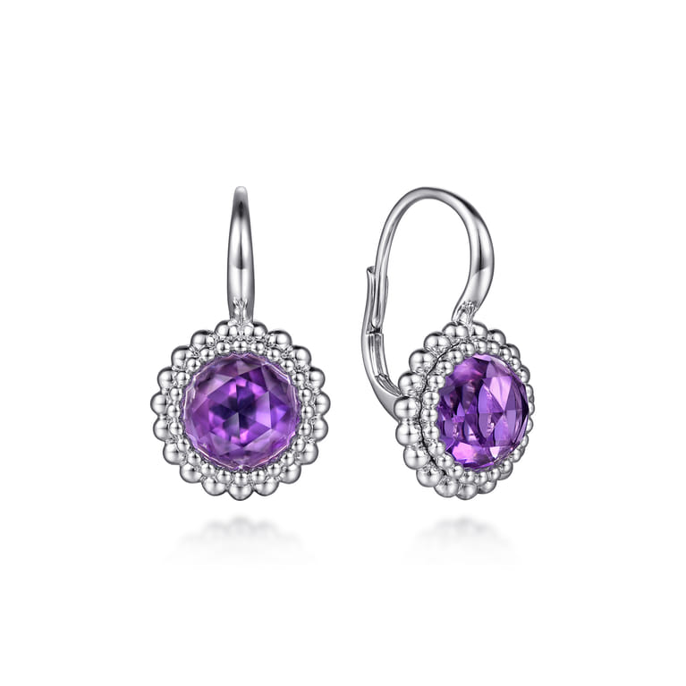 925 Sterling Silver Faceted Amethyst Bujukan Earrings - Shot 1