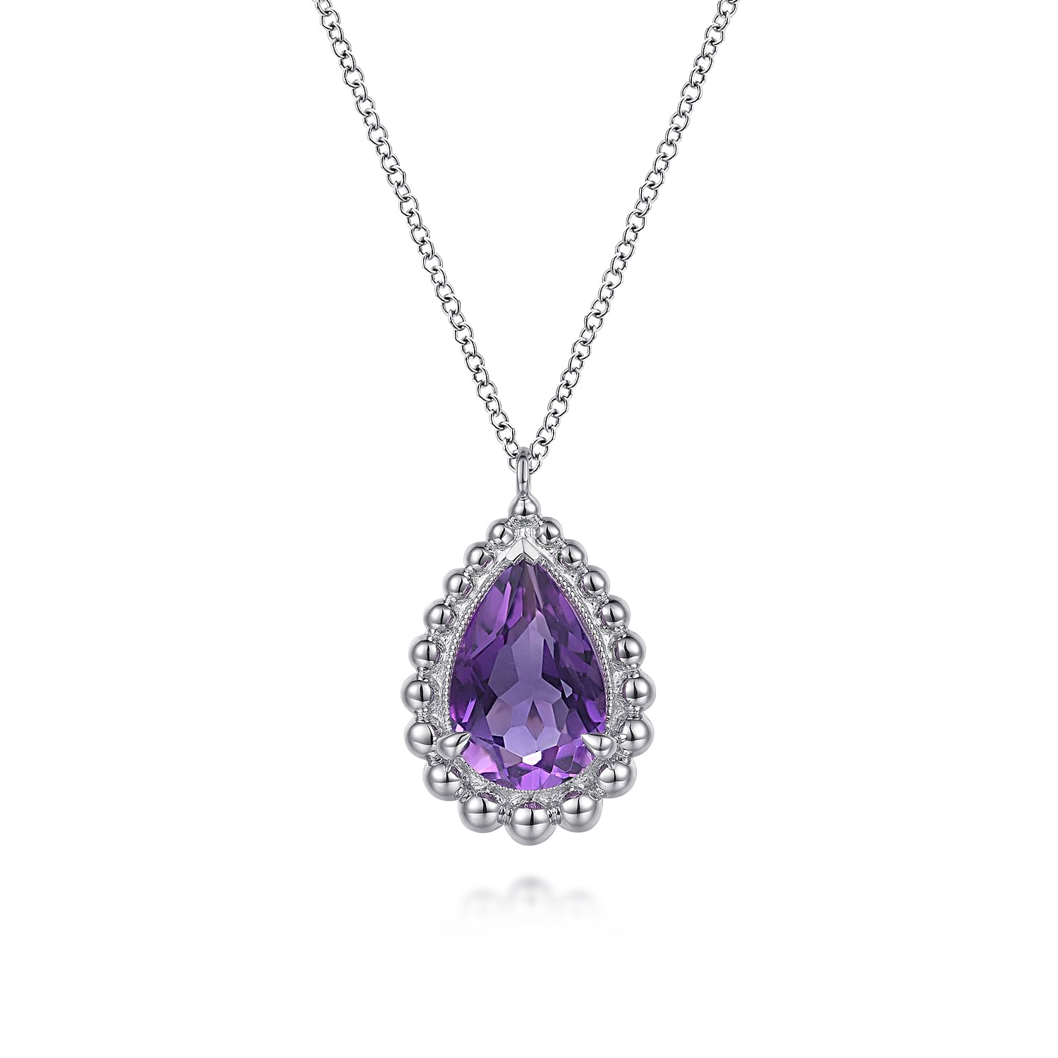 Sterling Silver Garnet and Amethyst Teardrop Shaped Pendant Sterling Silver Garnet and Amethyst Teardrop Shaped Pendant