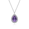 925 Sterling Silver Faceted Amethyst Teardrop Bujukan Necklace